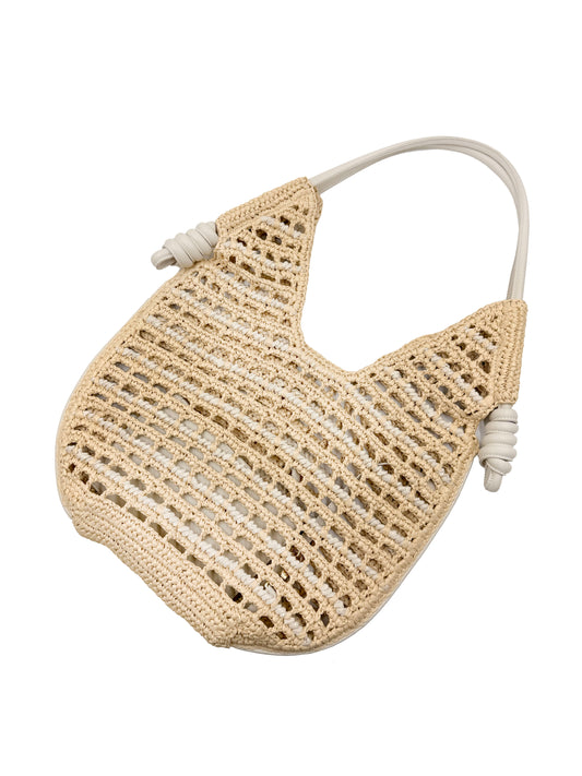 BRAIDED HANDLE STRAW BEACH TOTE BAG HANDWOVEN STRAW BAG