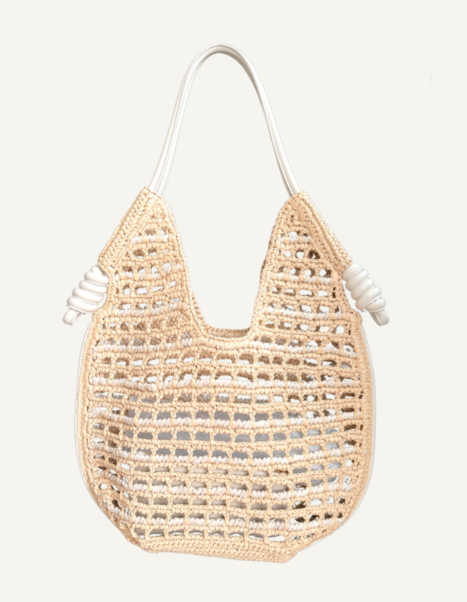 BRAIDED HANDLE STRAW TOTE BAG HANDWOVEN STRAW BAG