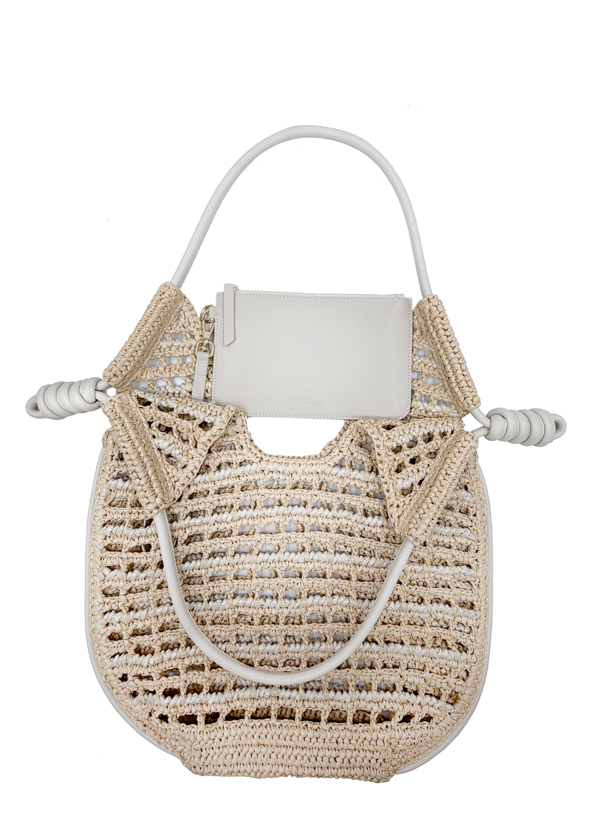 BRAIDED HANDLE STRAW BEACH TOTE BAG HANDWOVEN STRAW BAG