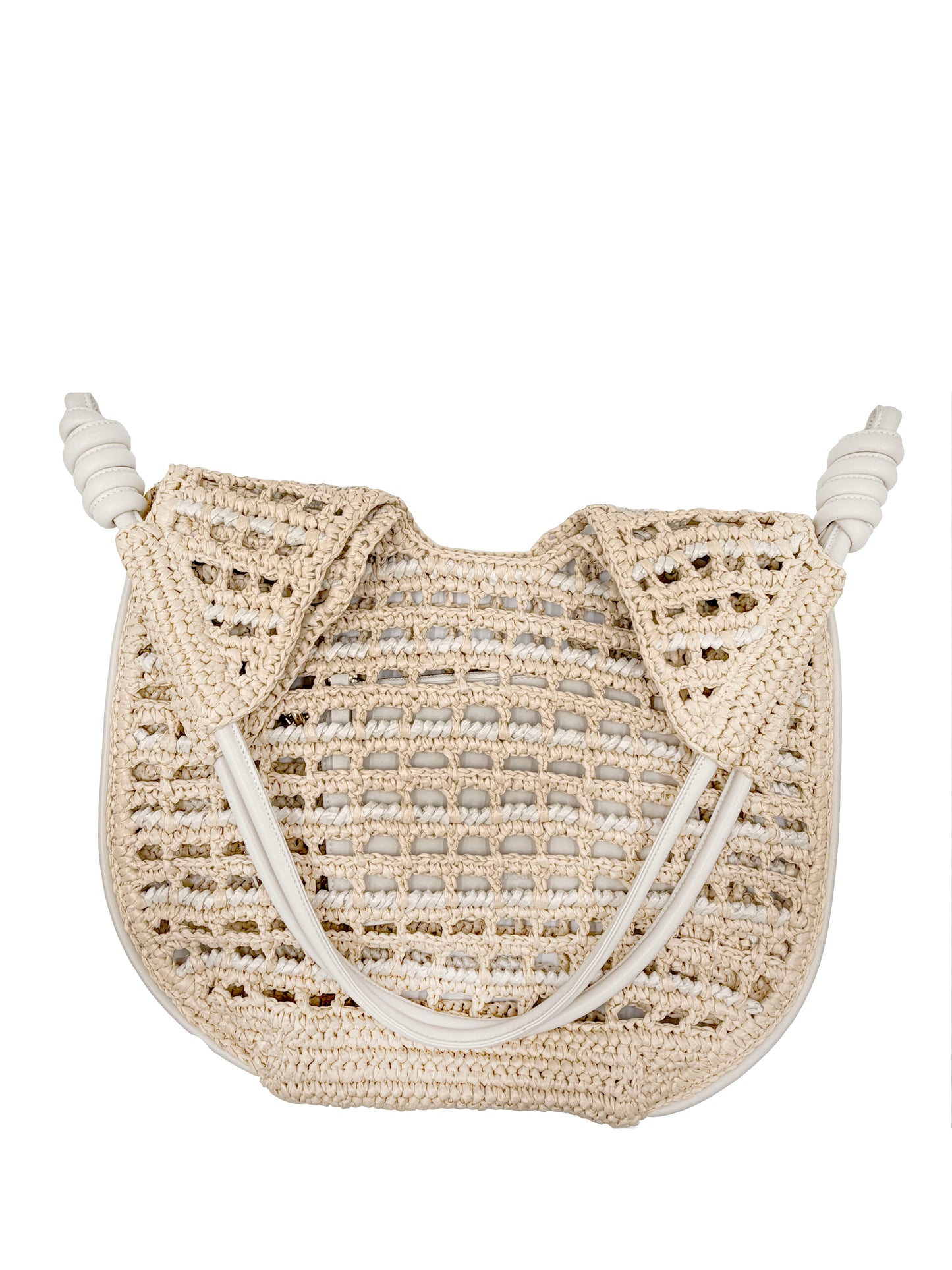 BRAIDED HANDLE STRAW BEACH TOTE BAG HANDWOVEN STRAW BAG