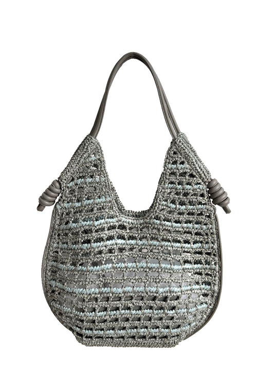 BRAIDED HANDLE STRAW TOTE BAG HANDWOVEN STRAW BAG