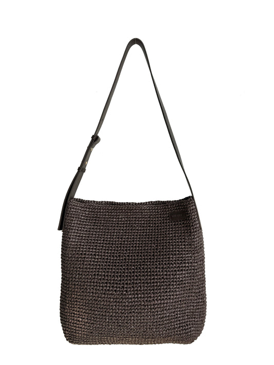 MATTE RAFFIA HOBO SHOULDER BAG HAND WEAVEN
