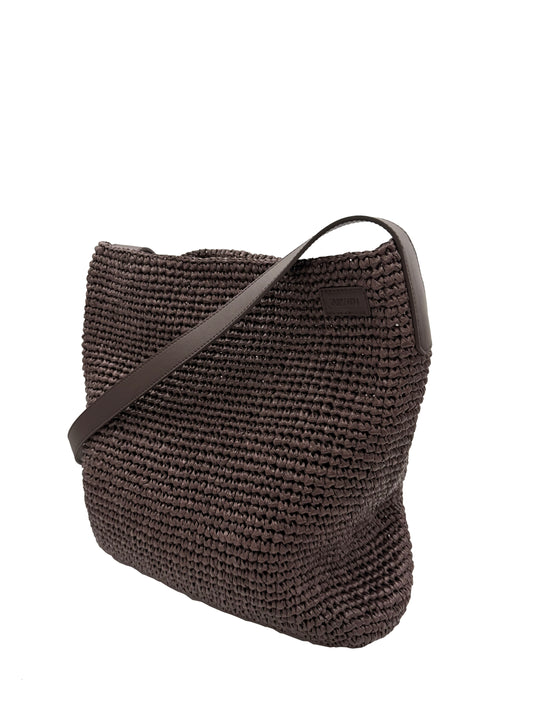 MATTE RAFFIA HOBO SHOULDER BAG HAND WEAVEN